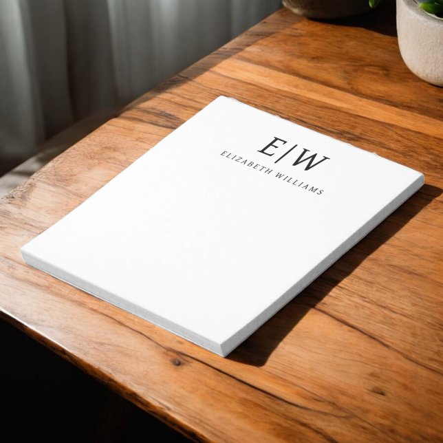 Elegantes Berufliches Monogramm Minimalistisch Notizblock (Von Creator hochgeladen)