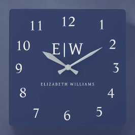 Elegantes Berufliches Monogramm Minimalistisch Quadratische Wanduhr
