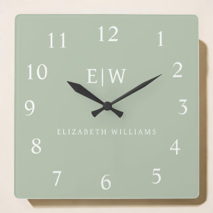 Elegantes Berufliches Monogramm Minimalistisch Quadratische Wanduhr