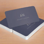 Elegantes Berufliches Monogramm Minimalistisch Visitenkarte<br><div class="desc">Moderne,  elegante Visitenkarte mit dem Monogramm auf der Vorderseite in einem hochwertigen Typografie-Layout. Berufliche und einfache Anpassung. Das ist die Elfenbein- und marineblaue Version.</div>