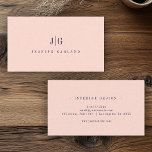 Elegantes Berufliches Monogramm Minimalistisch Visitenkarte<br><div class="desc">Moderne,  elegante Visitenkarte mit dem Monogramm auf der Vorderseite in einem hochwertigen Typografie-Layout. Berufliche und einfache Anpassung. Das ist die cremefarbene rosa und marineblau Version.</div>