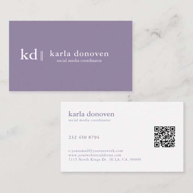 Elegantes Berufliches Monogramm Minimalistisches D Visitenkarte (Vorne/Hinten)
