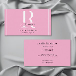 Elegantes Berufliches Monogramm Rosa Schwarz & Wei Visitenkarte