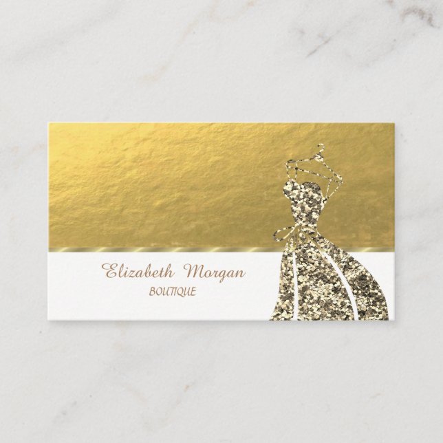 Elegantes Berufliches, schicke Gold Glitzer Dress Visitenkarte (Vorderseite)