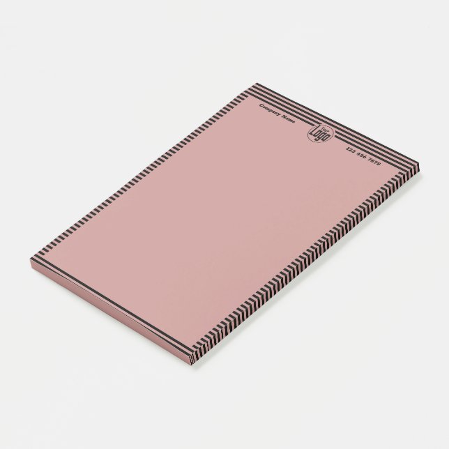 Elegantes Berufliches Schwarz-Rosa-Logo Post-it Klebezettel (angewinkelt)