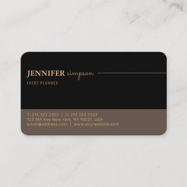 Elegantes Berufliches Schwarz und Gold Visitenkarte (Vorderseite)