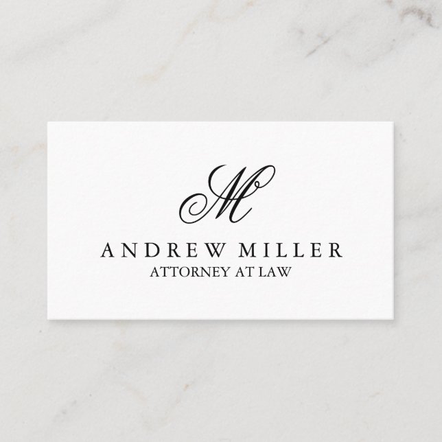 Elegantes Berufliches Weißes Monogramm Visitenkarte (Vorderseite)