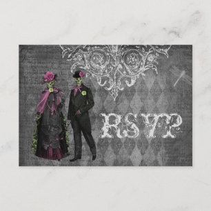 Elegantes bezauberndes Skelett-Halloween-Party RSVP Karte