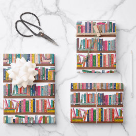 Elegantes Bibliotheksregal-Muster-Geschenkpapier Geschenkpapier Set