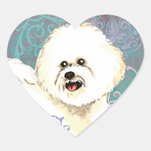 Elegantes Bichon Frise Herz-Aufkleber