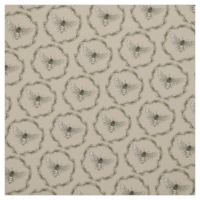 Elegantes Bienen-Muster-TAN-Baumwollgewebe Stoff (Muster)