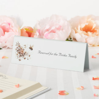 Elegantes Bienen- und Blumenzelt vorbehalten Tafel Tischaufsteller