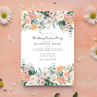 Elegantes Birthday Floral Peony Garden Party Einladung