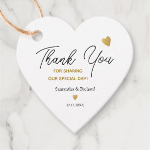 Elegantes Black and Gold Heart Wedding Vielen Dank Geschenkanhänger