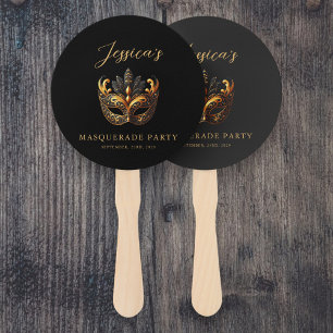 Elegantes Black and Gold Masquerade Party Fächer