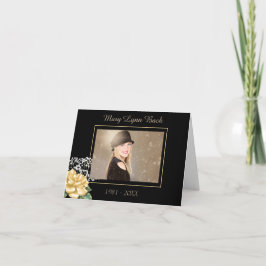 Elegantes Black and Gold Memorial Dankeschön Card Dankeskarte