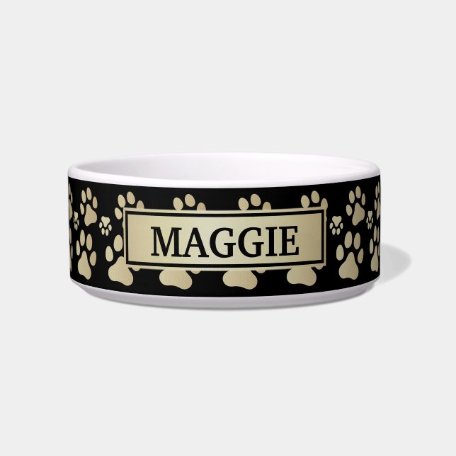 Elegantes Black and Gold Pet Napf (Vorderseite)