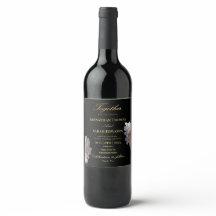 Elegantes Black and Gold Wedding Beverage Label Se