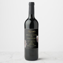 Elegantes Black and Gold Wedding Beverage Label Se Weinetikett