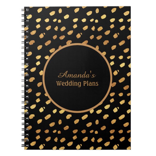 Elegantes Black and Gold-Wedding-Journal Notizblock (Vorderseite)