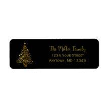 Elegantes Black and Gold Weihnachtsbaum Address La