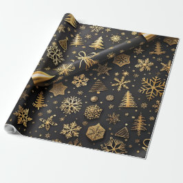 Elegantes Black and Gold Weihnachtsgeschenk Geschenkpapier