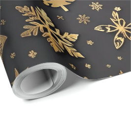 Elegantes Black and Gold Weihnachtsgeschenk Geschenkpapier