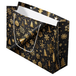 Elegantes Black and Gold Weihnachtsgeschenk Große Geschenktüte