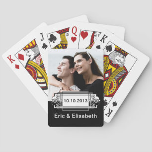 Elegantes Black and White Wedding Souvenir Foto Spielkarten