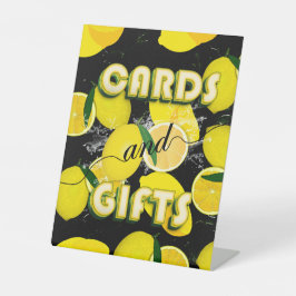 Elegantes Black and Yellow Lemon Citrus Summer Par Sockelschild