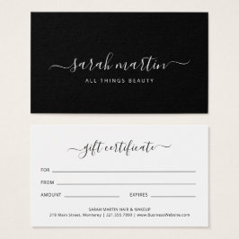 Elegantes Black Beauty Salon Geschenkgutschein