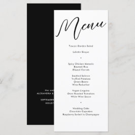 Elegantes Black Blüh Calligraphy Wedding Dinner Menükarte