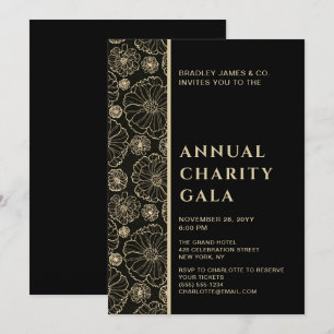 Elegantes Black Botanical Wohltätigkeit Event Gala Einladung