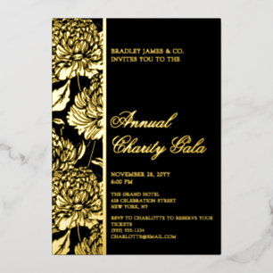Elegantes Black Botanical Wohltätigkeit Event Gala Folieneinladung