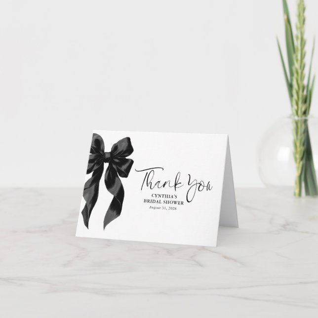 Elegantes Black Bow Brautparty Vielen Dank Dankeskarte (Vorderseite)