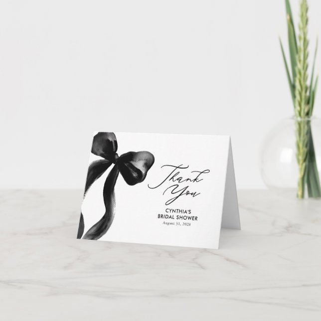 Elegantes Black Bow Brautparty Vielen Dank Dankeskarte (Vorderseite)
