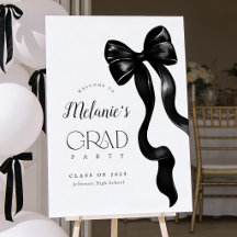 Elegantes Black Bow Grad Party Begrüßungszeichen