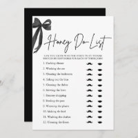 Elegantes Black Bow Honey Do List Brautparty Game