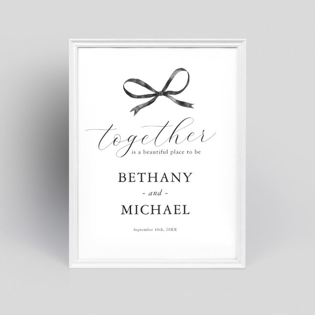 Elegantes Black Bow Wedding Welcome Sign Poster (Von Creator hochgeladen)