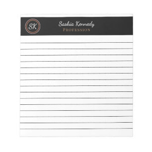 Elegantes Black Brown Mix Lined Monogram Business Notizblock
