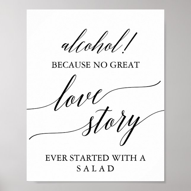 Elegantes Black Calligraphy Alcohol Liebe Story Si Poster (Vorne)