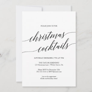 Elegantes Black Calligraphy Christmas Cocktail Par Einladung