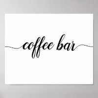 Elegantes Black Calligraphy Coffee Bar Sign