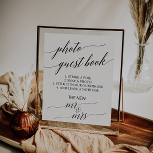 Elegantes Black Calligraphy Foto Gästebuch