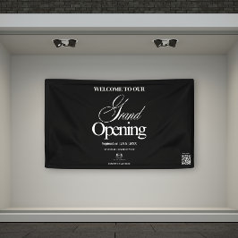 Elegantes Black Calligraphy Grand Open Business Lo Banner