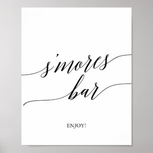 Elegantes Black Calligraphy S'mores Bar Sign Poster