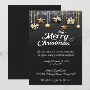 Elegantes Black Christmas Design Party Einladung