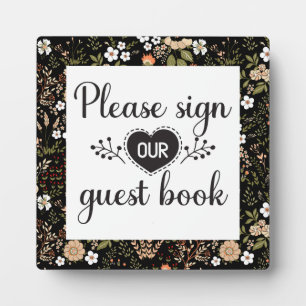 Elegantes Black Country Wedding Gästebuchzeichen Fotoplatte