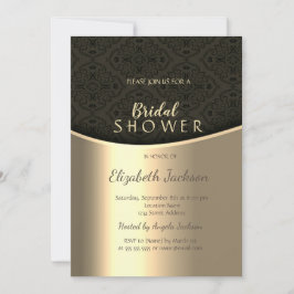 Elegantes Black Damask Gold-Brautparty Einladung