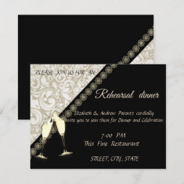 Elegantes Black,Damask Weddi Probe Dinner Einladung